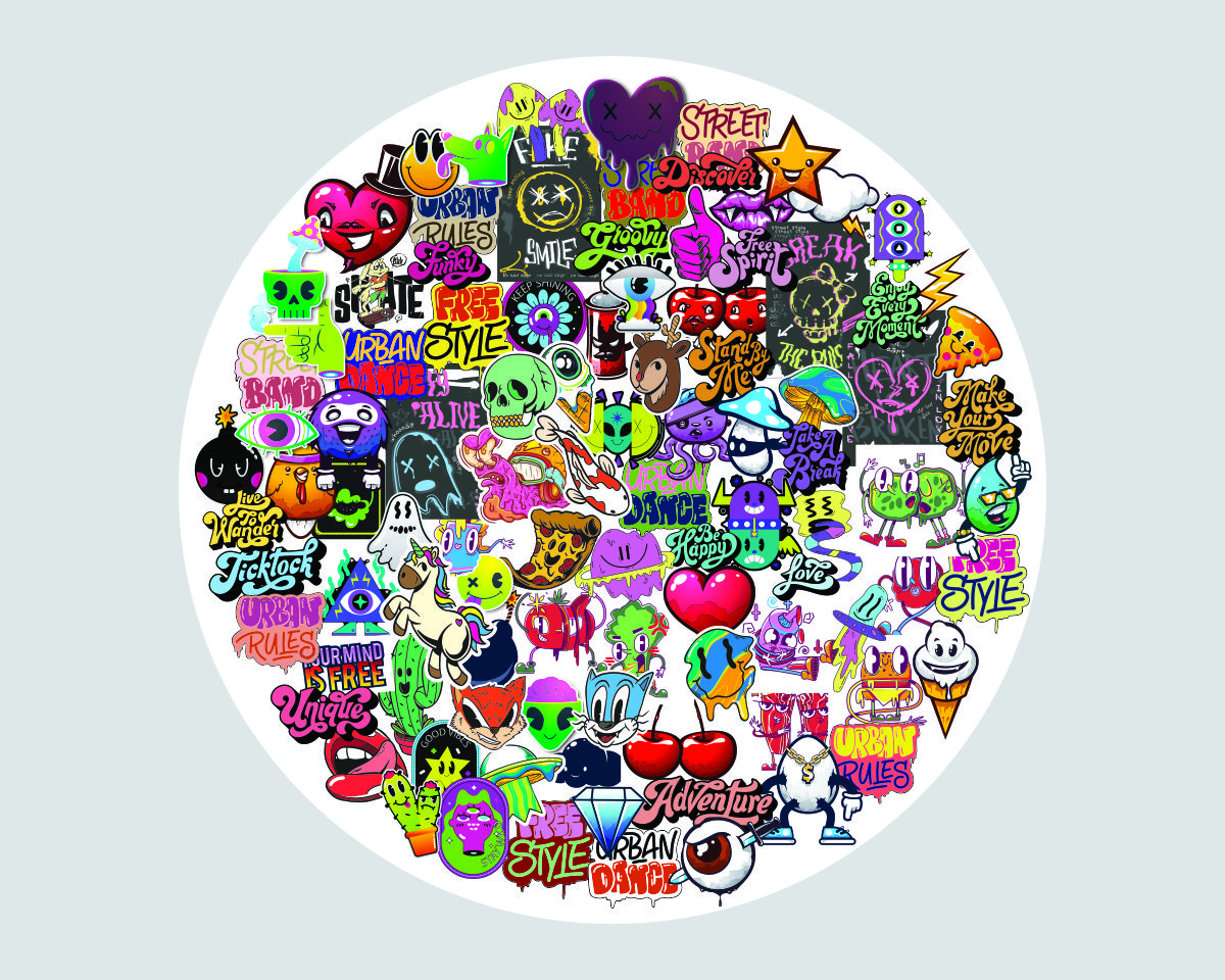 Set 100 Stickere autocolante Urban Streets – Graffiti, Fun & Street Art Style
