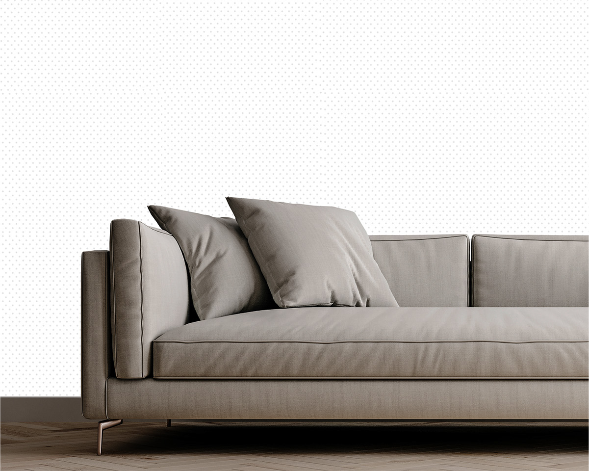 Tapet Dotted Minimalist Alb cu Puncte Gri – Model Discret și Elegant