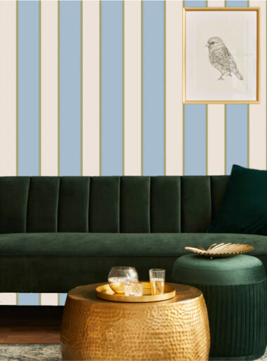 Tapet Striped Elegant Albastru și Crem – Model Vertical Clasic