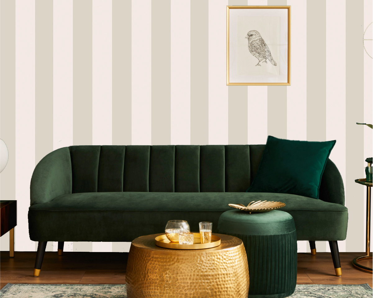 Tapet Striped Clasic Crem și Bej – Dungi Late Verticale
