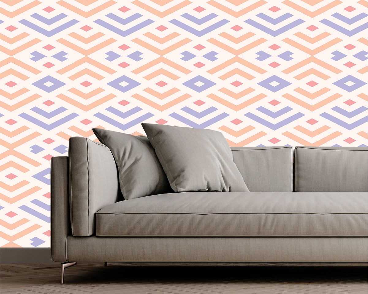 Tapet Textura Geometric Pastel – Model Etnic în Nuanțe Delicate