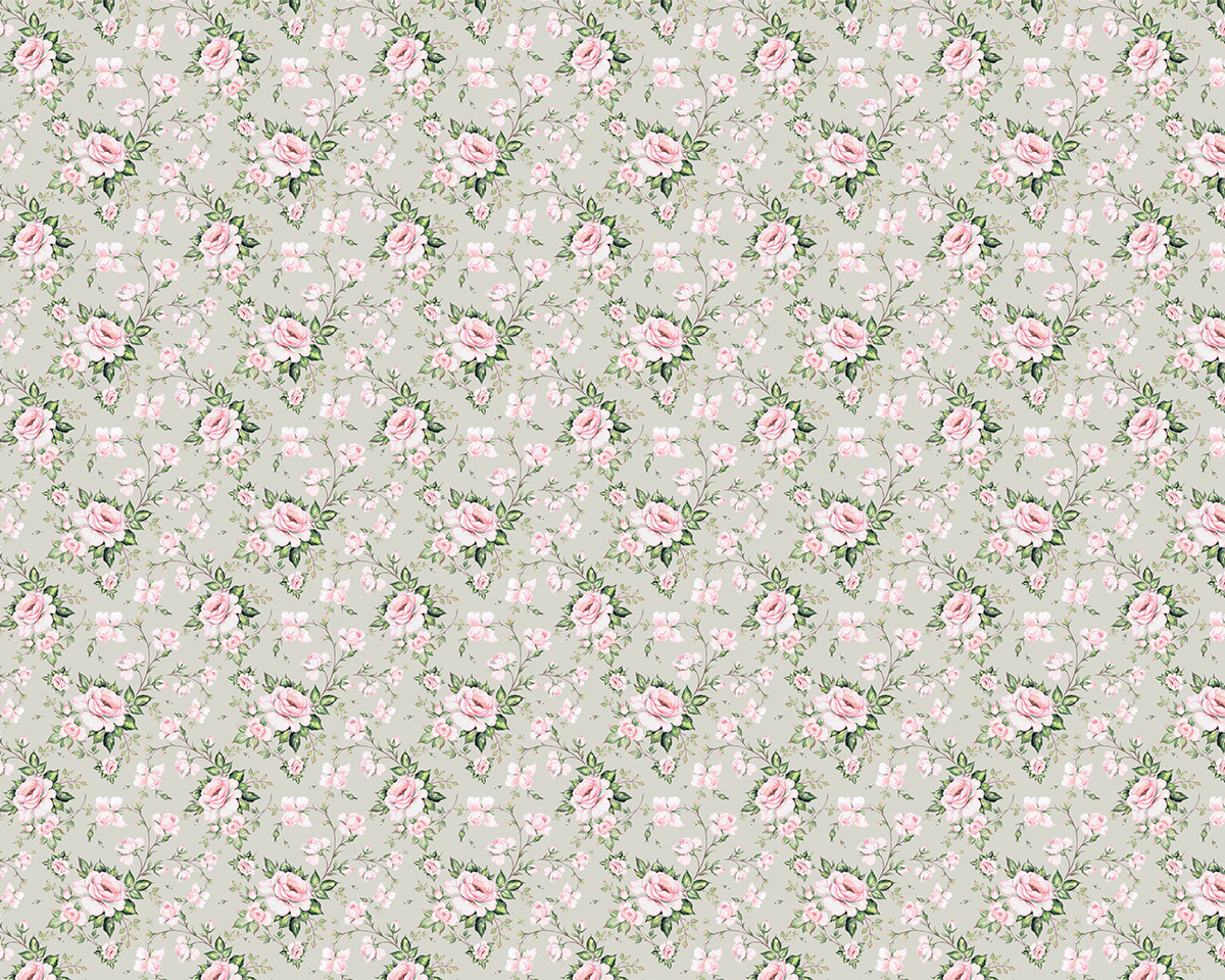 Tapet Floral Trandafiri Roz Vintage