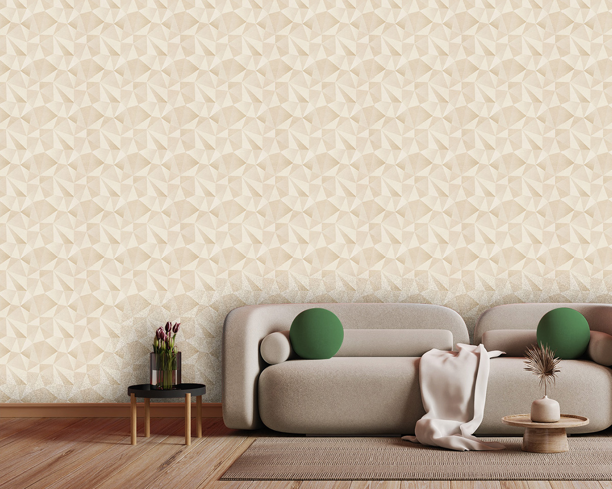 Tapet Geometric 3D Bej