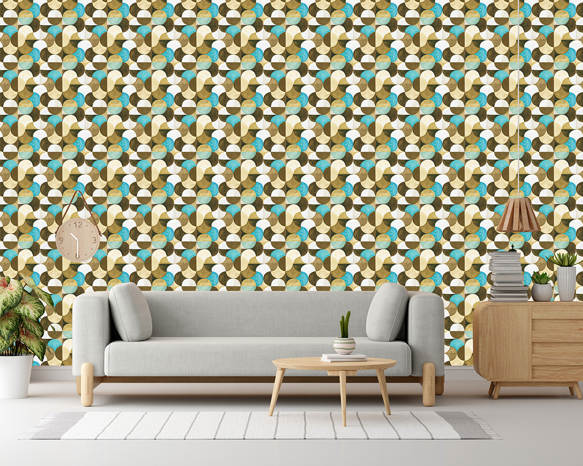 Tapet Geometric Mozaic Retro