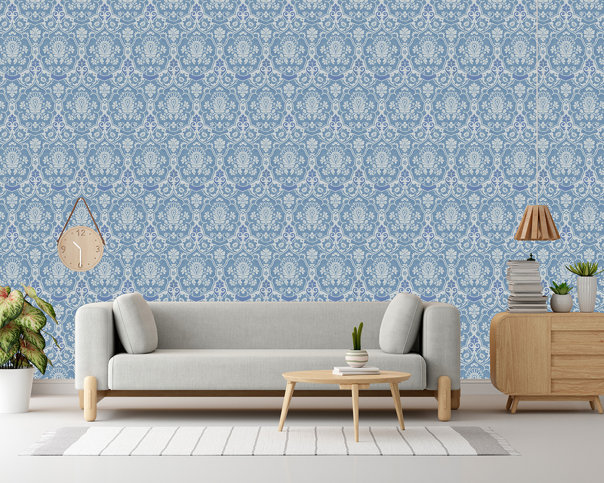 Tapet Pattern Damasc Albastru